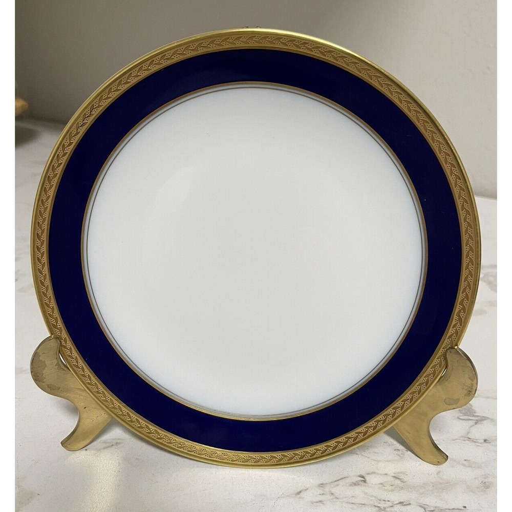 Vtg‎  Hutschenreuther  Noblesse Gold Rim Cobalt Blue Appetizer Bread Plate 6.75"